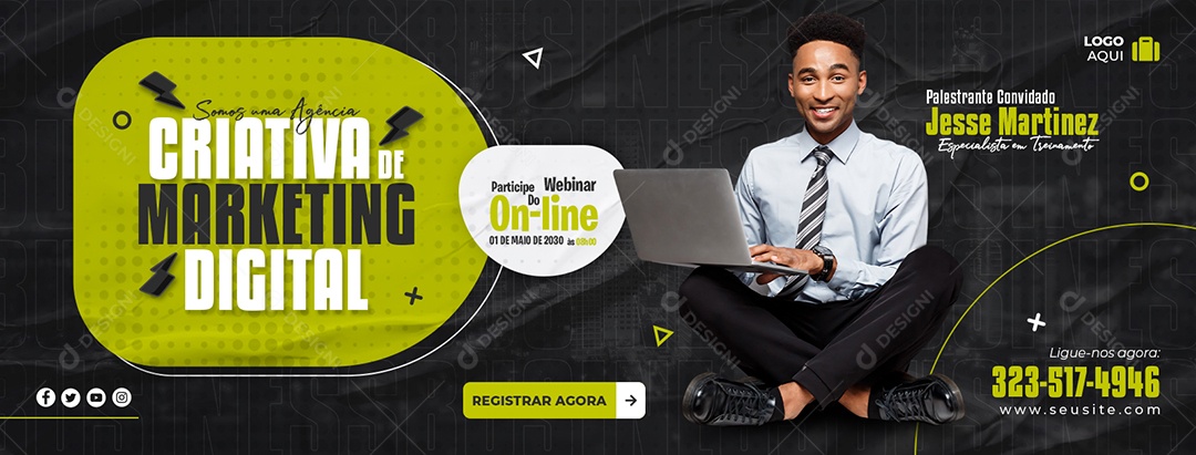 Banner Somos uma Agência Criativa de Marketing Digital Participe Social Media PSD Editável