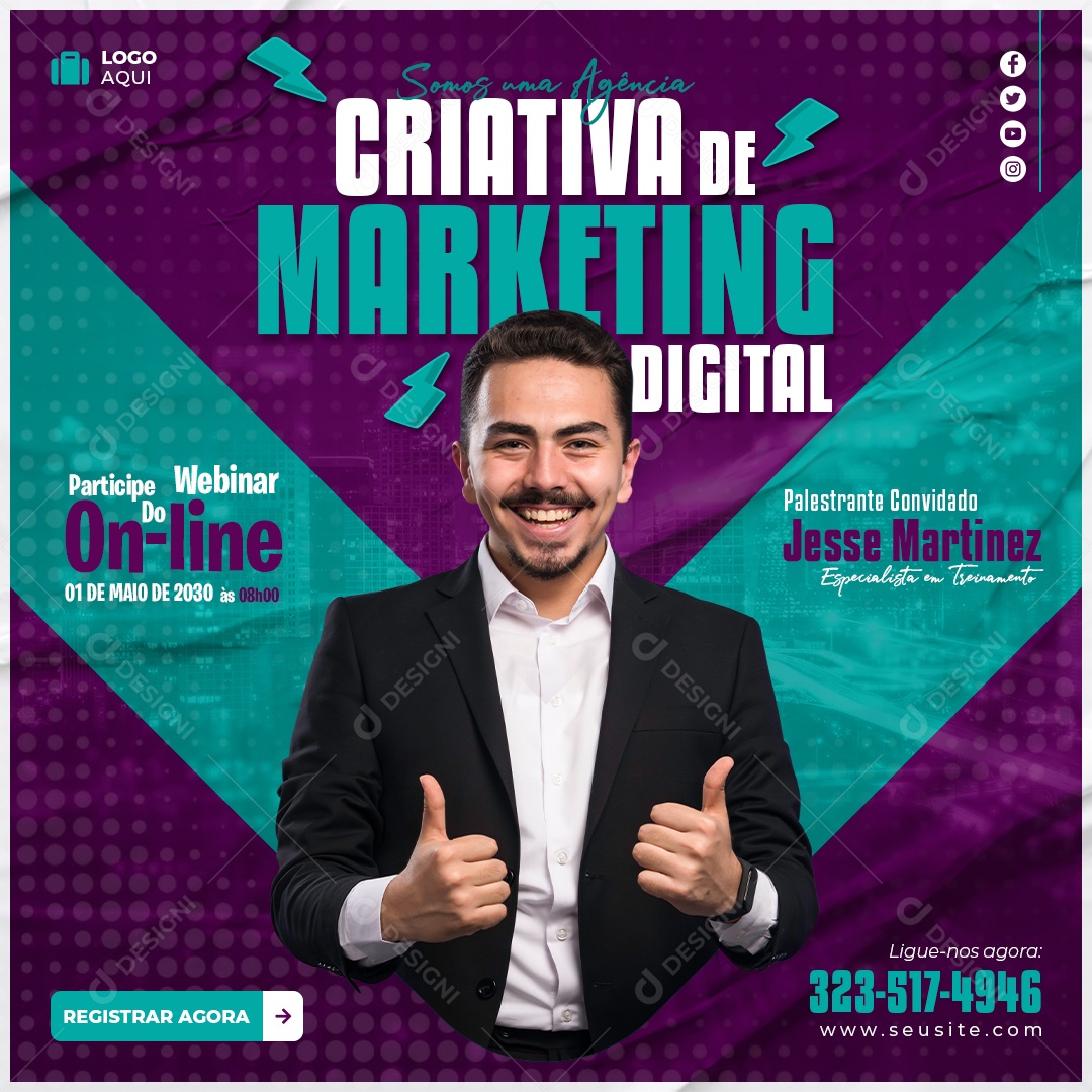 Somos uma Agência Criativa de Marketing Digital Participe Social Media PSD Editável