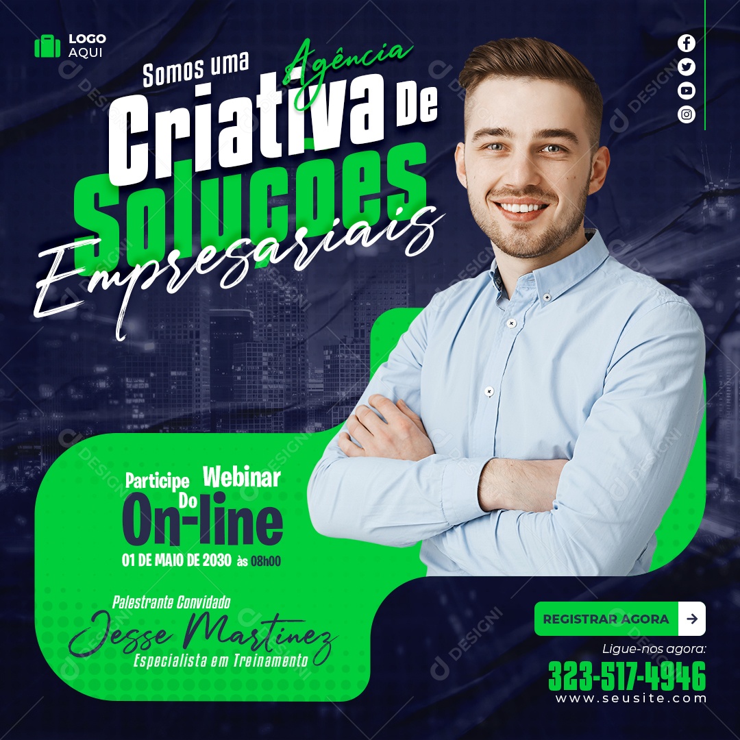 Somos uma Agência Criativa de Soluções Social Media PSD Editável