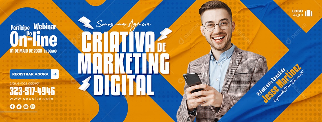 Banner Agência Criativa de Marketing Digital Social Media PSD Editável