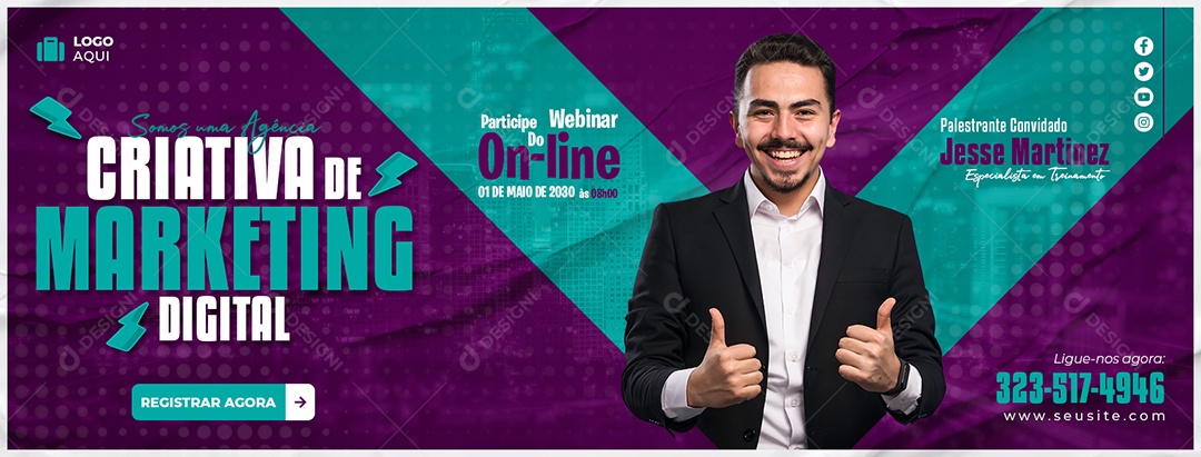 Banner Somos uma Agência Criativa de Marketing Digital Participe Social Media PSD Editável