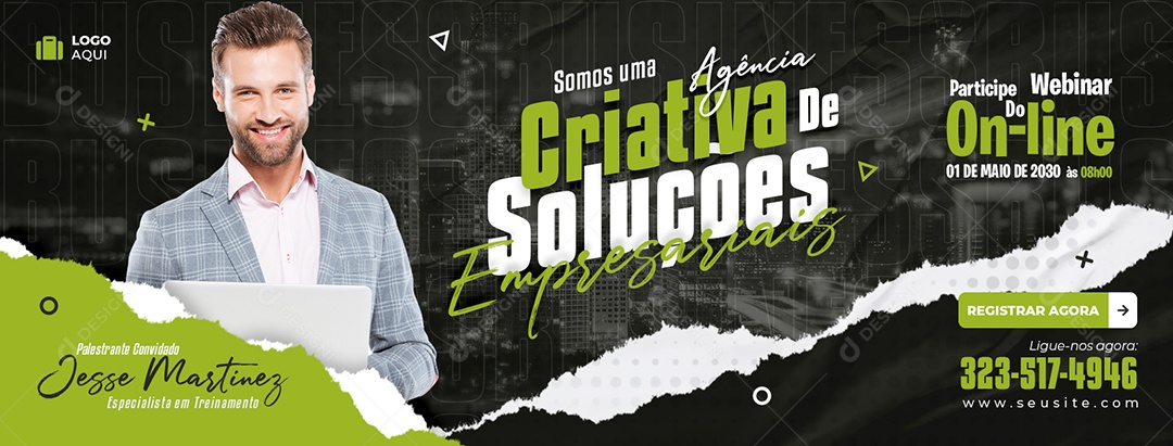 Banner Somos uma Agência Criativa de Soluções Empresariais Social Media PSD Editável