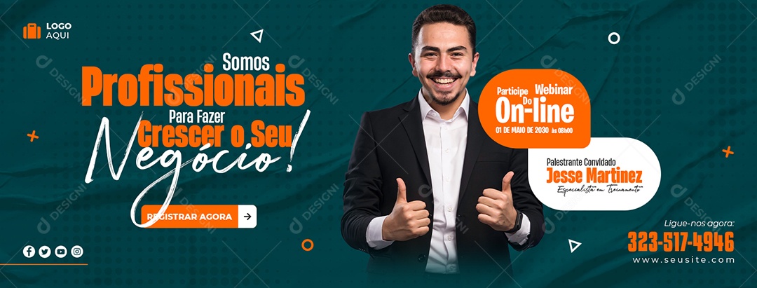 Banner Somos Profissionais para Fazer Crescer seu Negócio Social Media PSD Editável