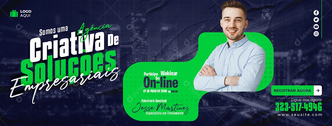 Banner Somos uma Agência Criativa de Soluções Social Media PSD Editável