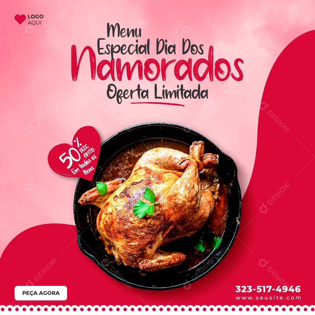 Menu Especial Dia dos Namorados Oferta Limitada Social Media PSD Editável