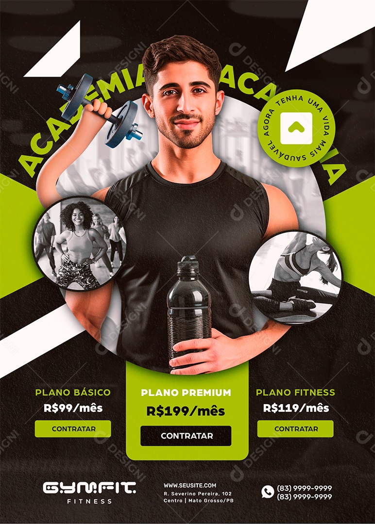 Flyer Academia Fitness Social Media PSD Editável