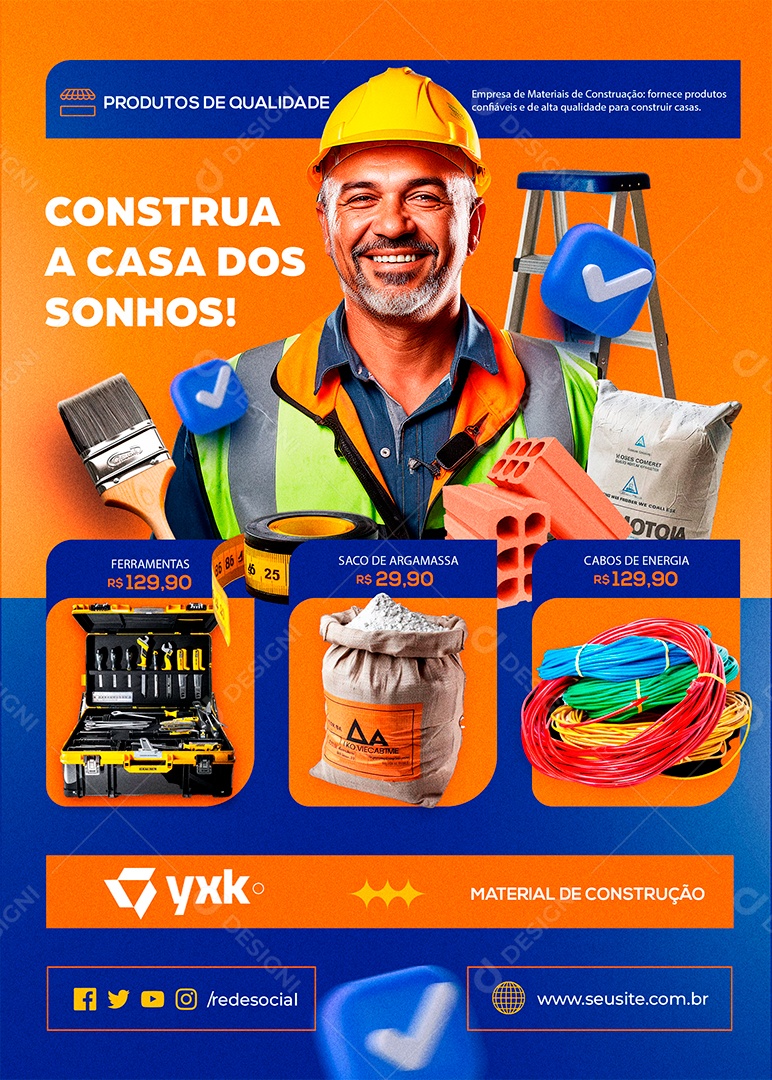 Flyer Construção Construa Social Media PSD Editável