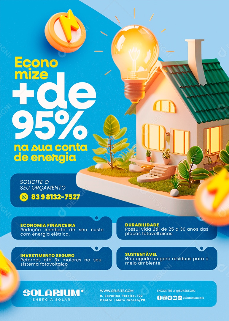 Flyer Energia Solar Social Media PSD Editável