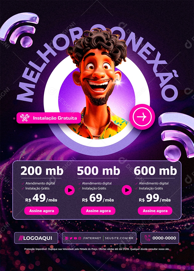 Flyer Internet Melhor Conexão Social Media PSD Editável