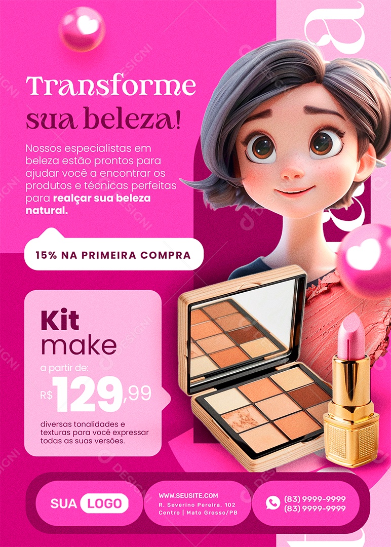 Flyer Make Up Social Media PSD Editável