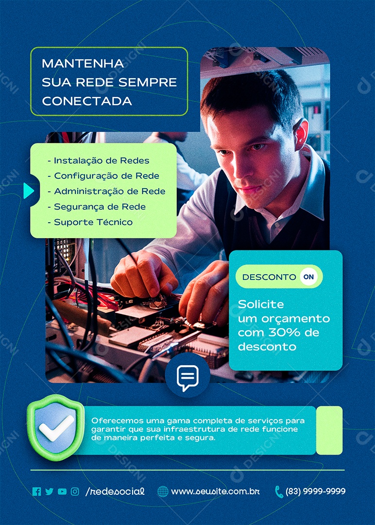 Flyer Manutenção de Redes Mantenha sua Rede Social Media PSD Editável