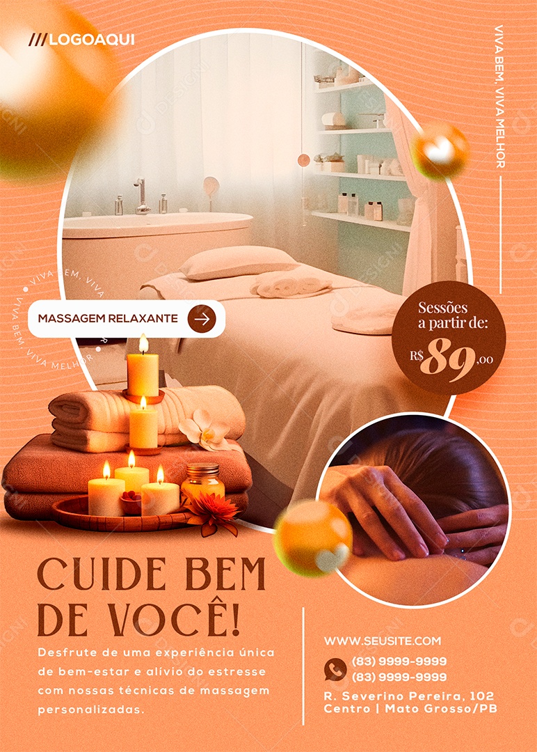 Flyer Massagista Social Media PSD Editável