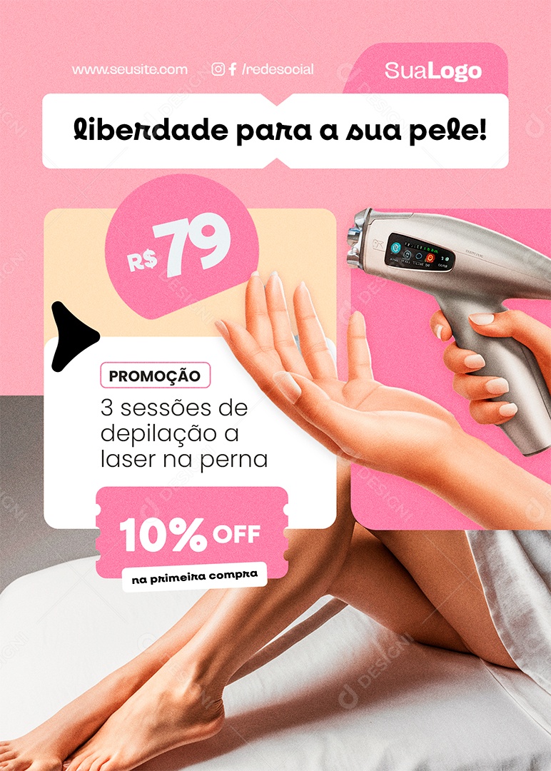 Flyer Estética Depilação a Laser Social Media PSD Editável