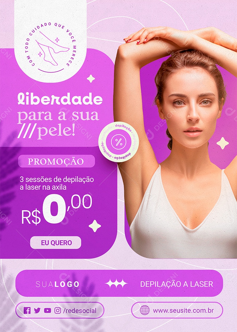 Flyer Estética Depilação a Laser Social Media PSD Editável