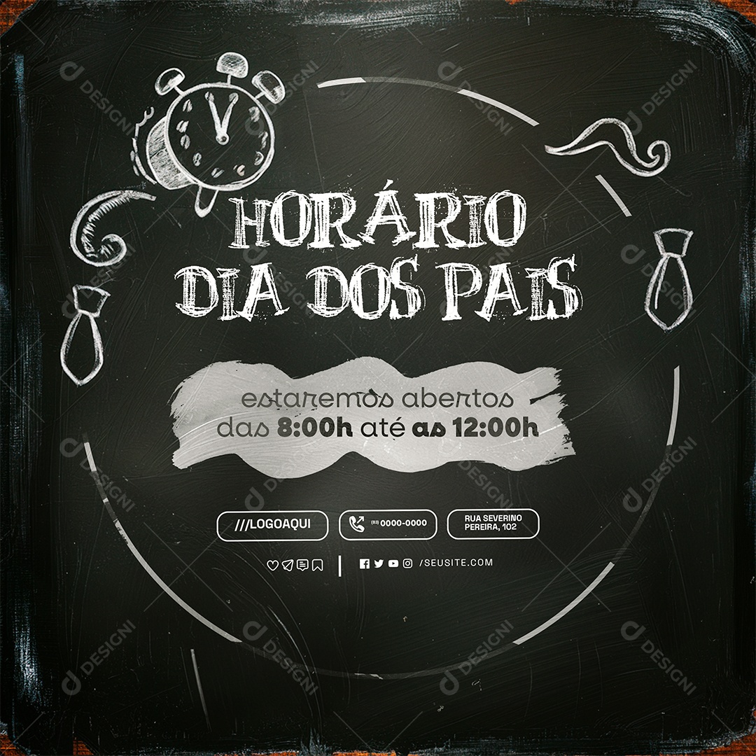 Horário Dia dos Pais Social Media PSD Editável