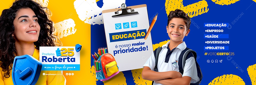 Carrossel Política Prefeita Roberta Educação é nossa Maior Prioridade Social Media PSD Editável