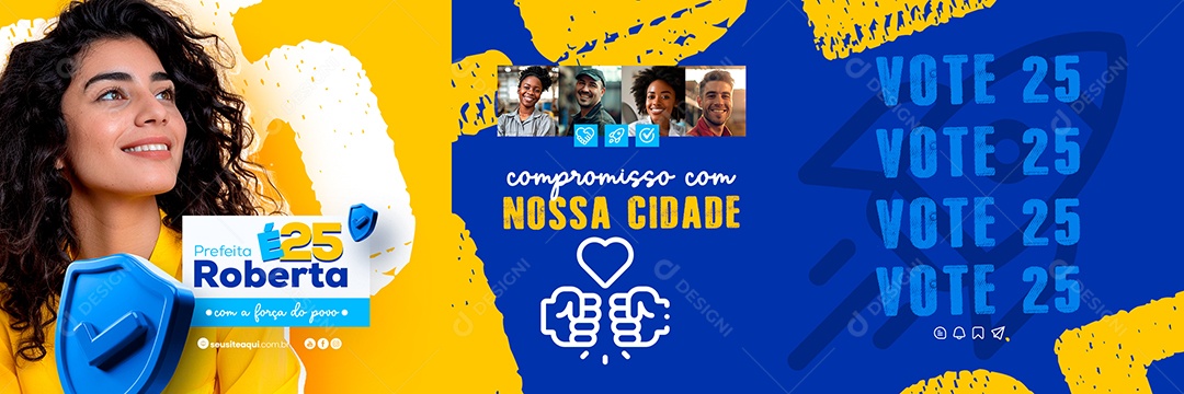 Carrossel Política Prefeita Roberta com a Força do Povo Social Media PSD Editável