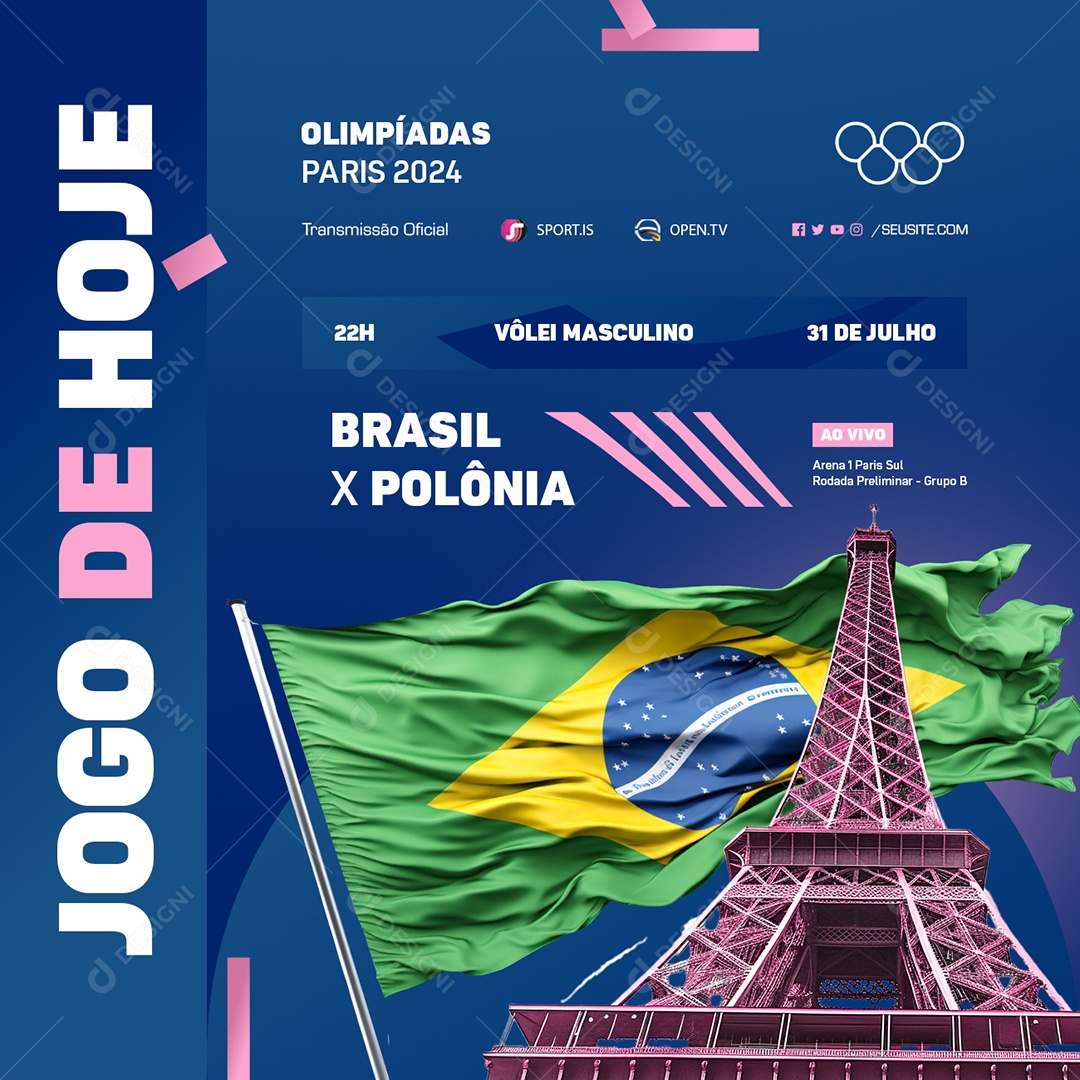Olimpiadas Paris 2024 Jogo de Hoje Social Media PSD Editável
