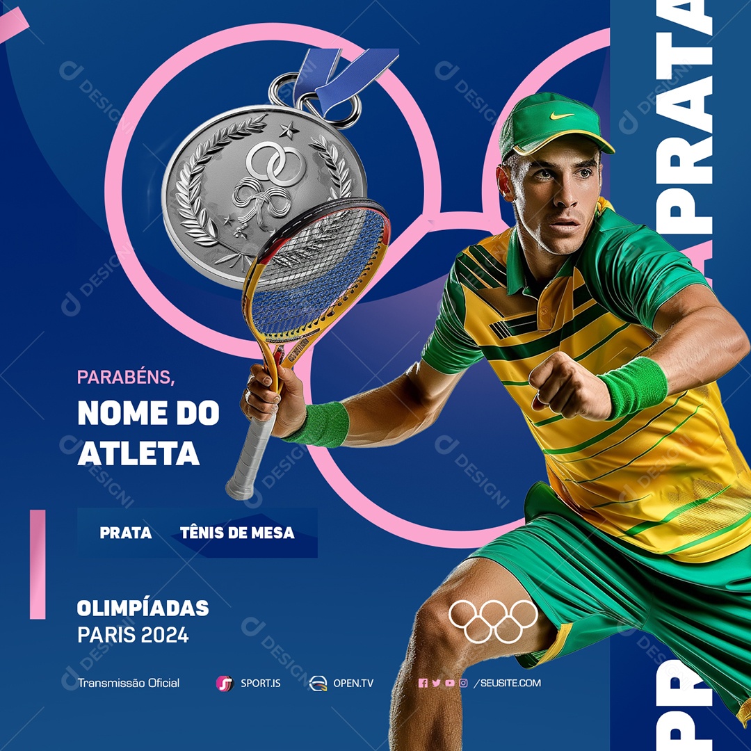 Olimpiadas Paris 2024 Parabéns Social Media PSD Editável