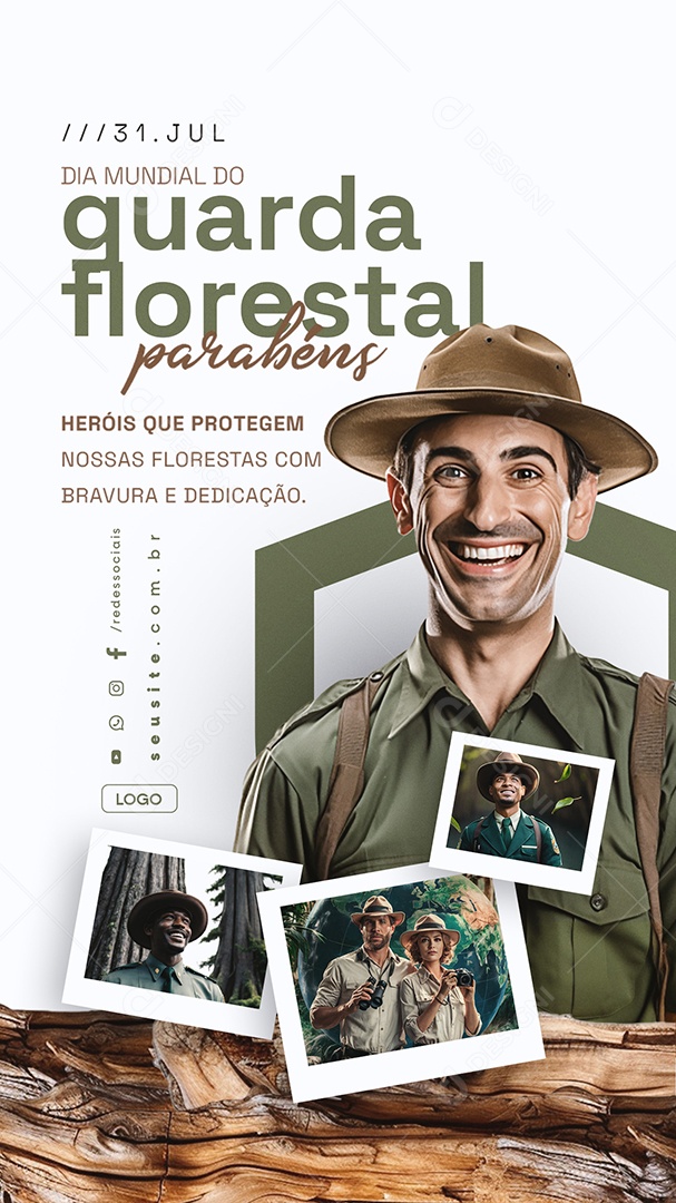 Story Dia Mundial do Guarda Florestal 31 de Julho Parabéns Social Media PSD Editável