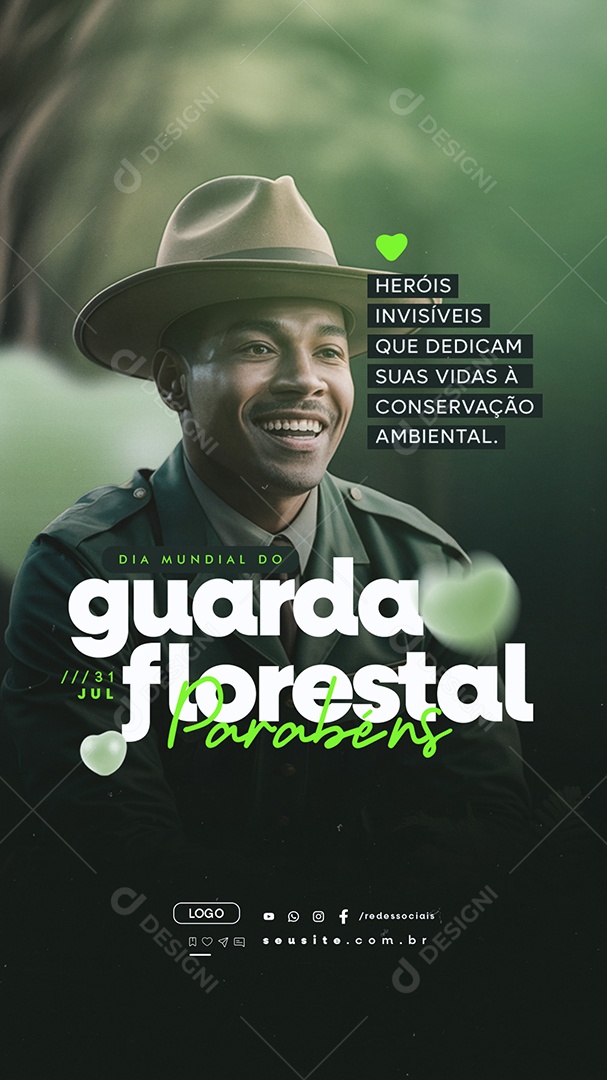 Story Dia Mundial do Guarda Florestal 31 de Julho Parabéns Social Media PSD Editável