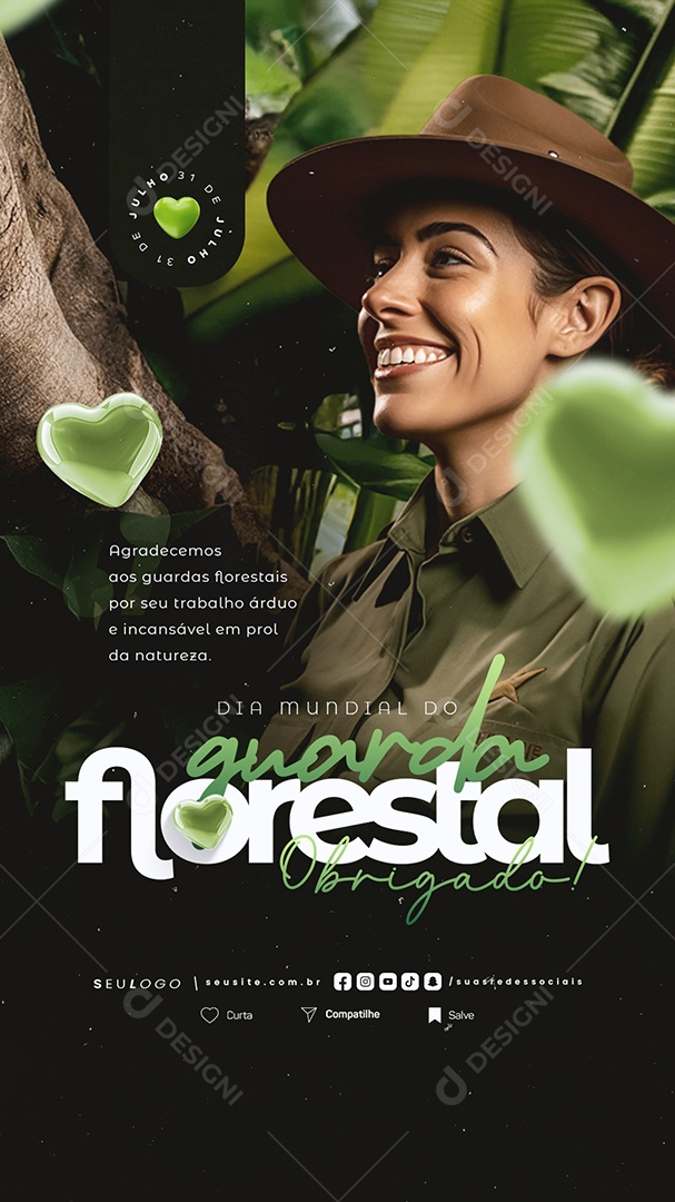 Story Social Media Dia Mundial do Guarda Florestal 31 de Julho Obrigado PSD Editável