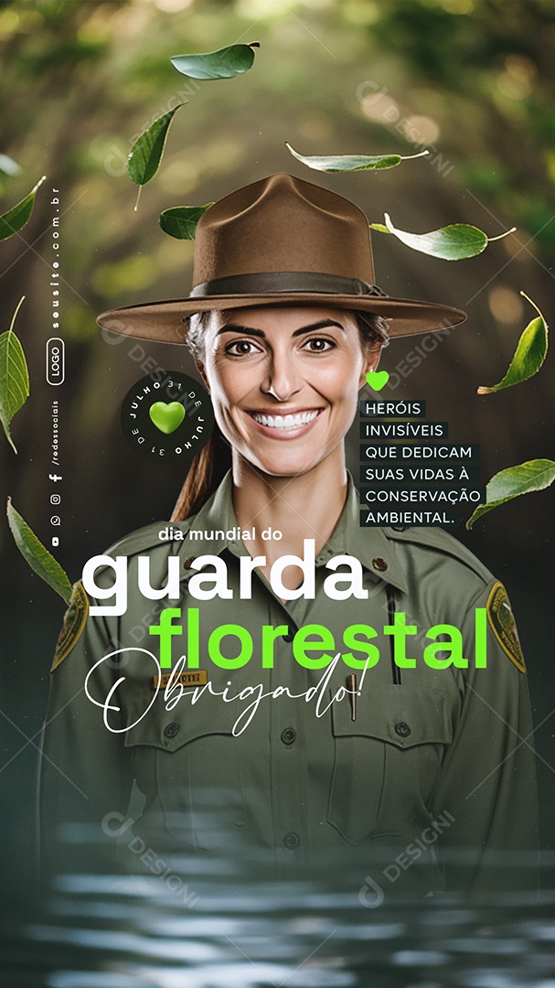 Story Dia Mundial do Guarda Florestal 31 de Julho Obrigado Social Media PSD Editável