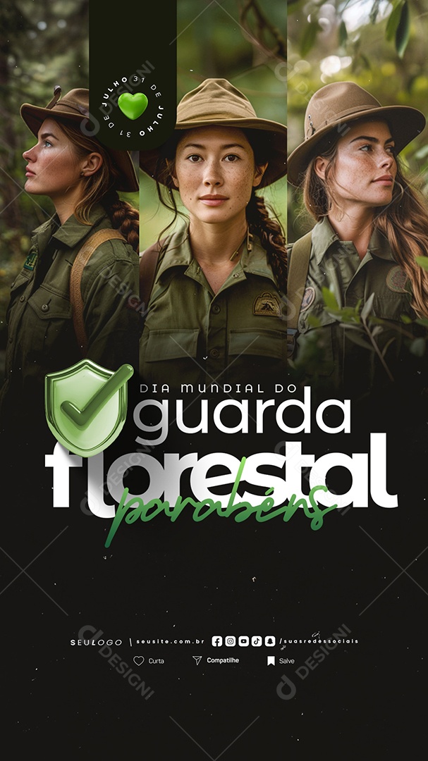 Story Dia do Guarda Florestal 31 de Julho Parabéns Social Media PSD Editável