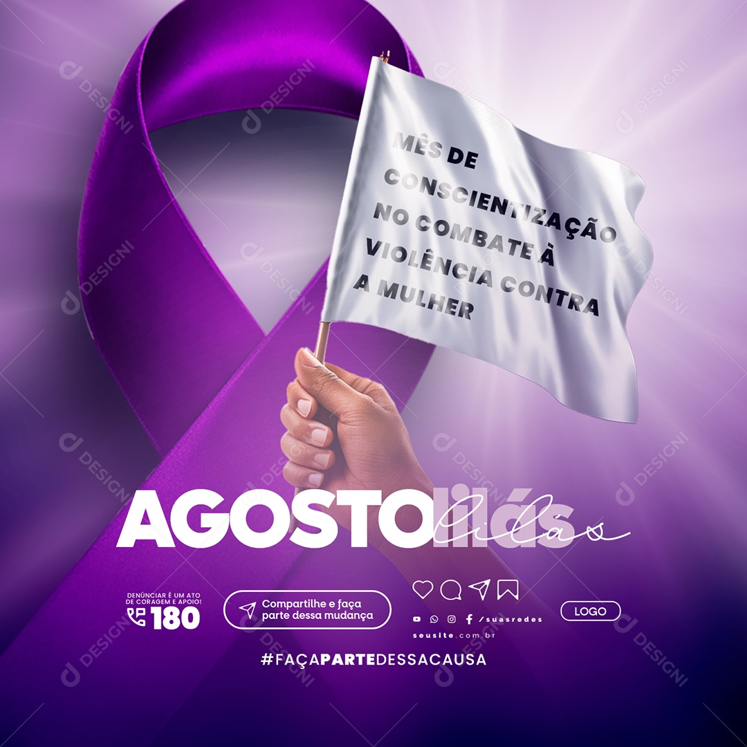 Agosto Lilás Social Media PSD Editável