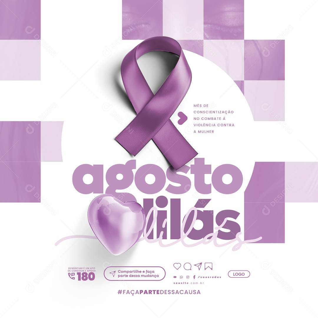 Agosto Lilás Social Media PSD Editável