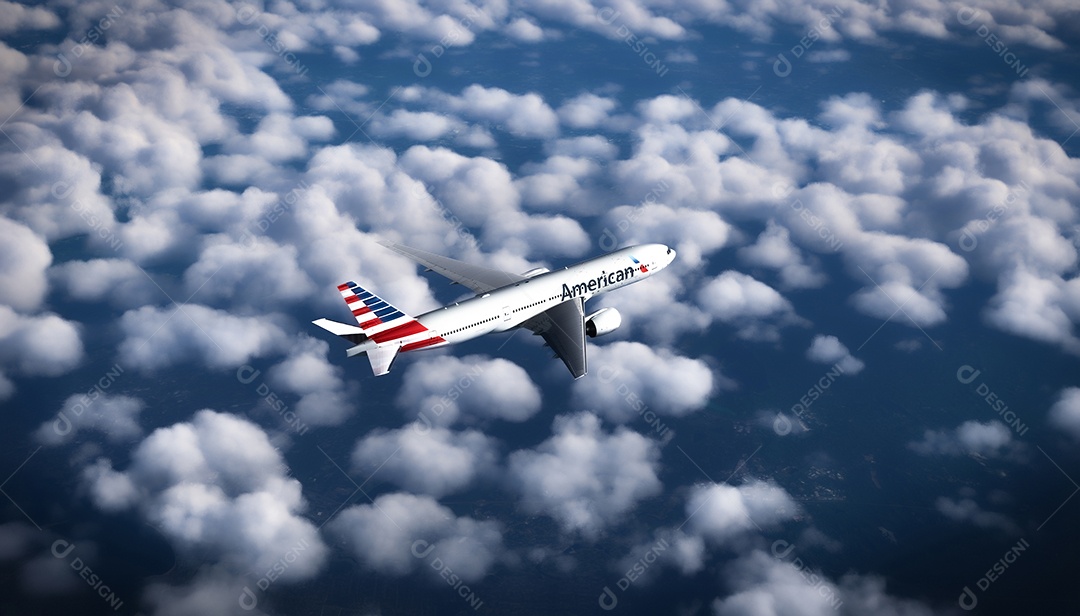 Avião sobrevoando pelo céu