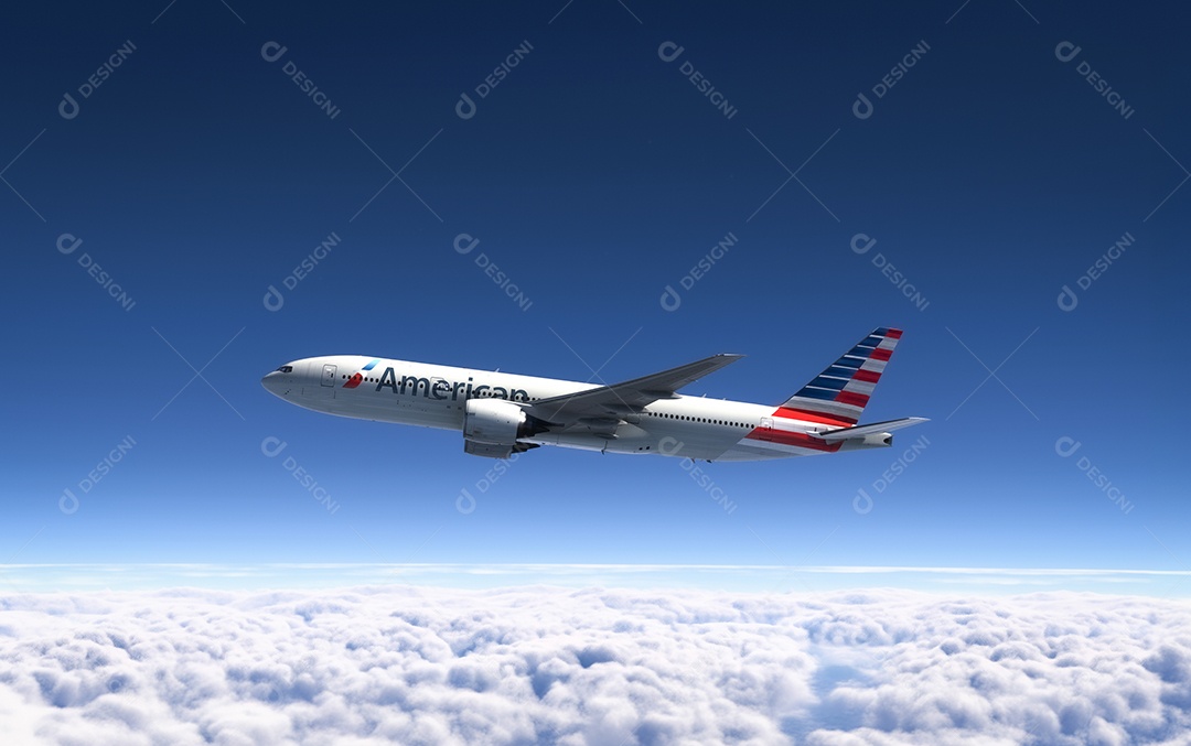 Avião sobrevoando pelo céu