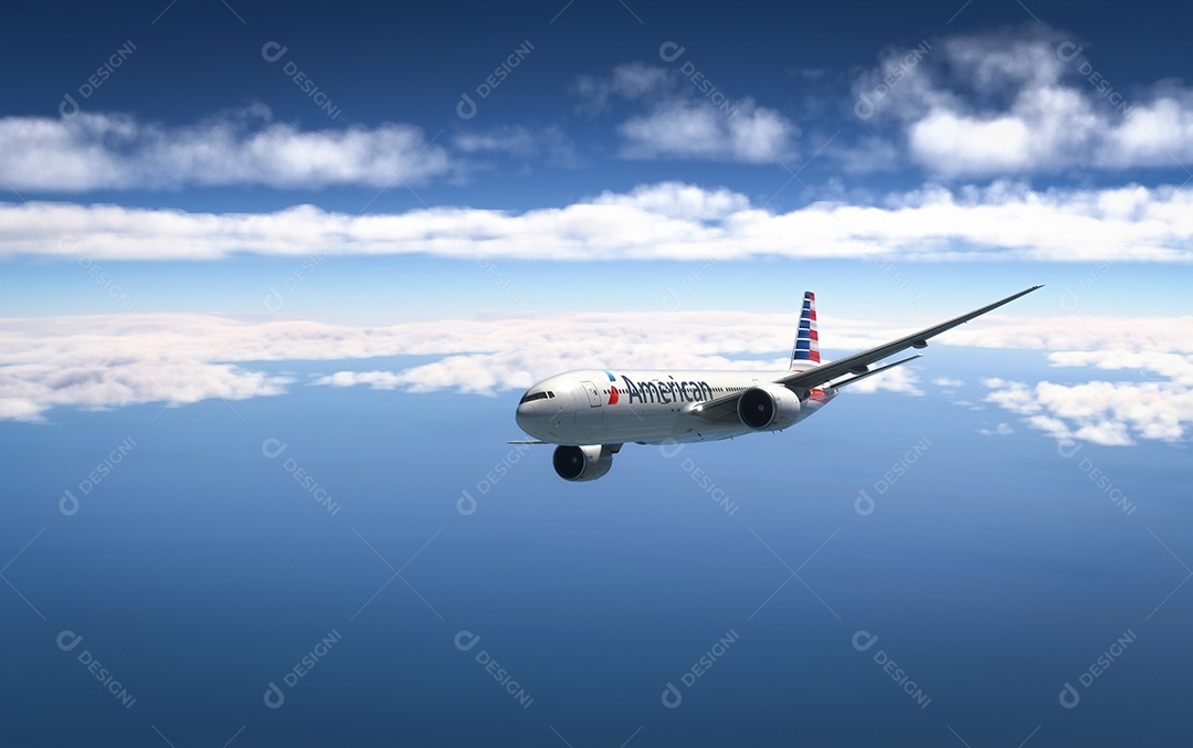 Avião sobrevoando pelo céu