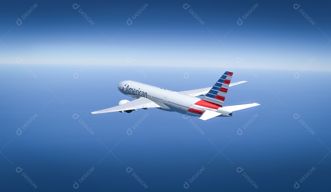 Avião sobrevoando pelo céu