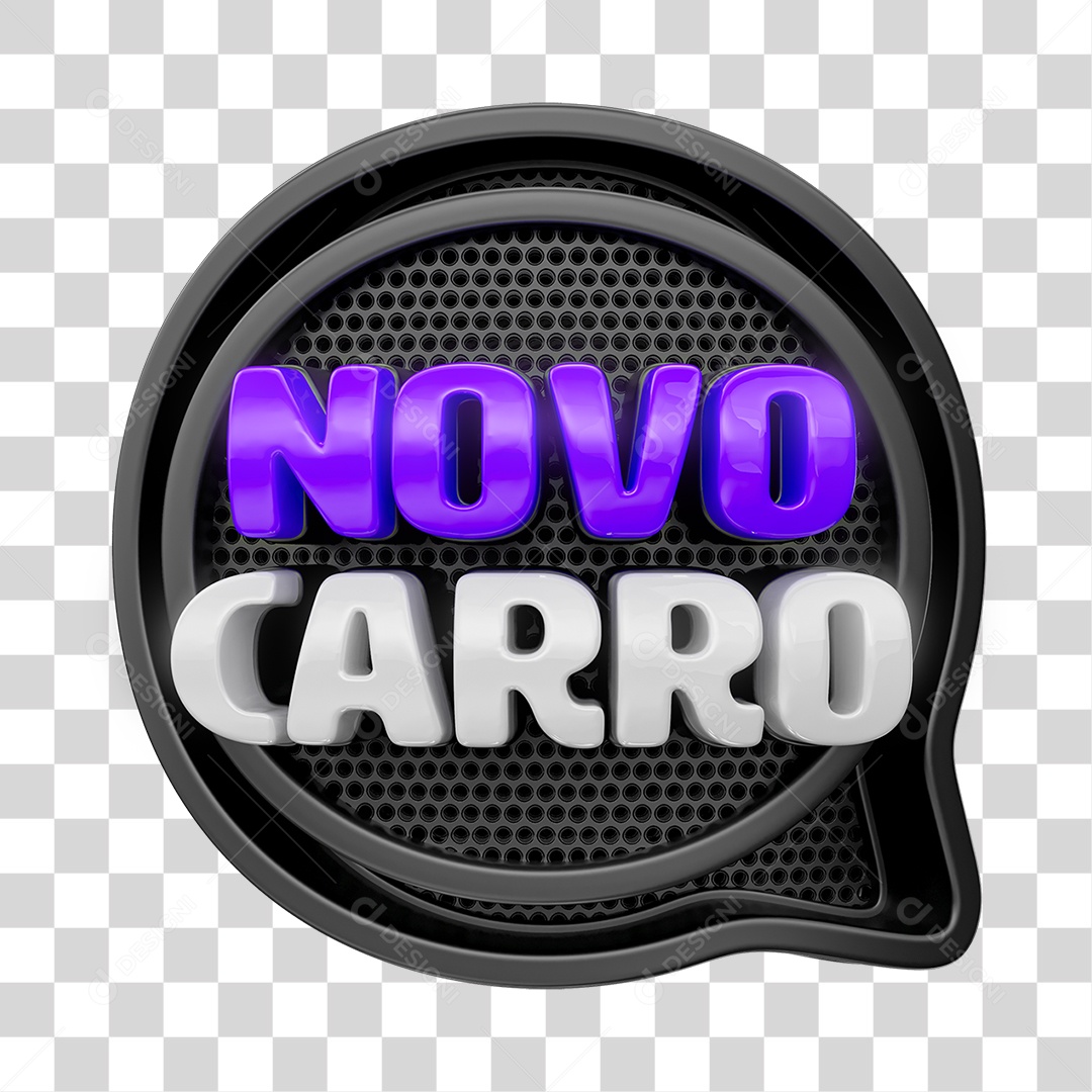 Selo 3D Carro Novo PNG Transparente