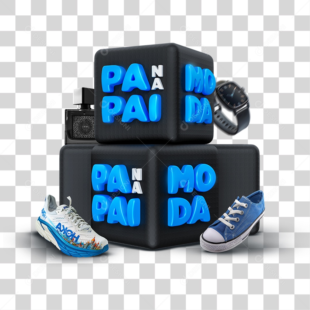 Selo 3D Papai na Moda PNG Transparente