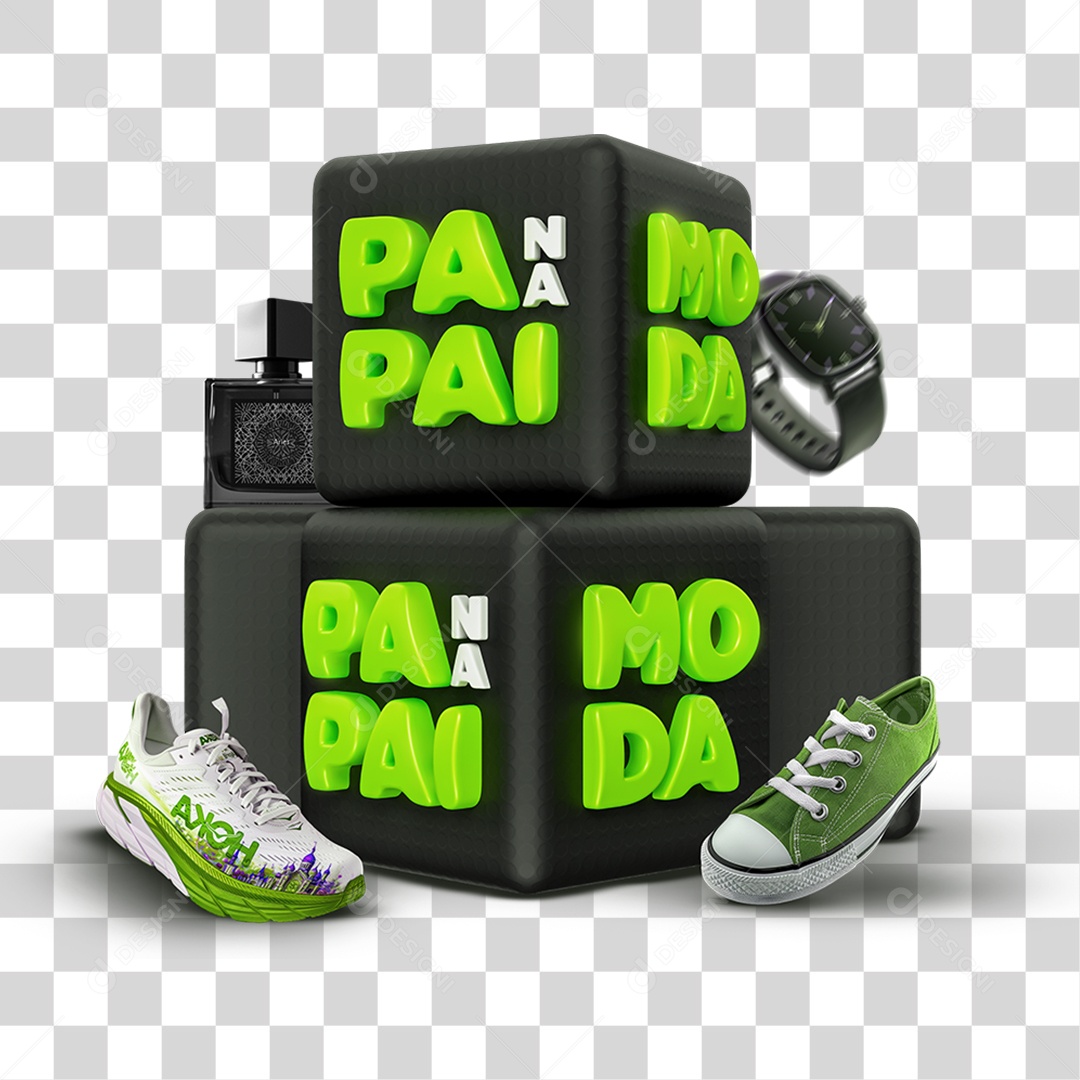 Selo 3D Papai na Moda PNG Transparente