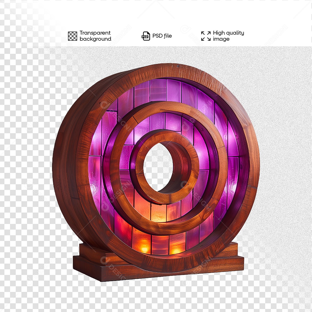 Elemento 3D de Madeira com Luz para Composição PSD