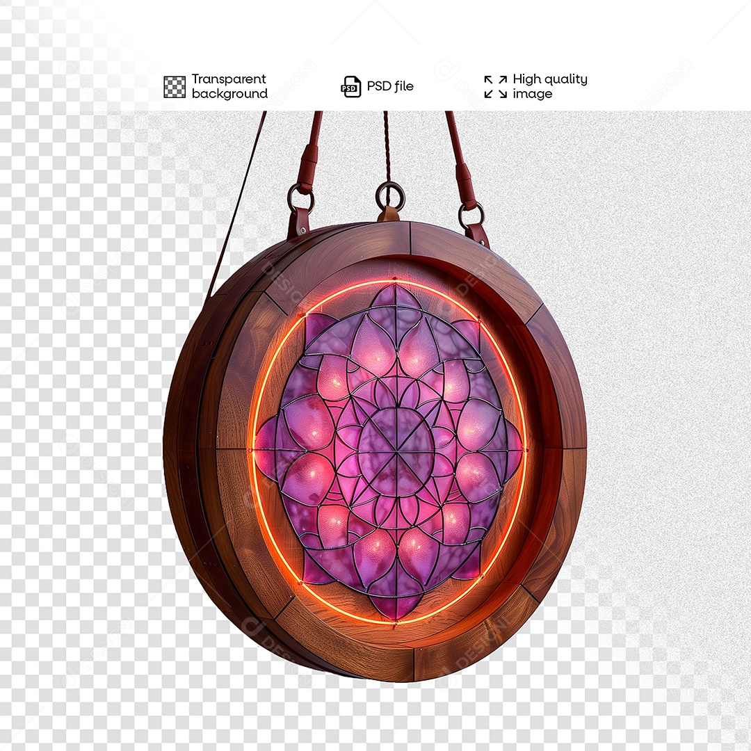 Elemento 3D de Madeira com Luz para Composição PSD