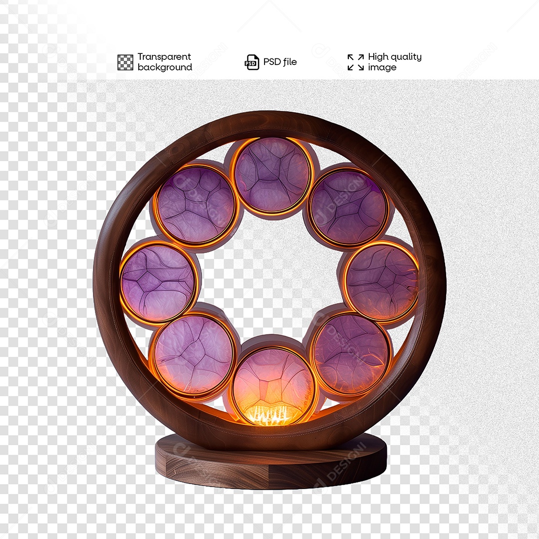 Base de Madeira Elemento 3D com Luz para Composição PSD