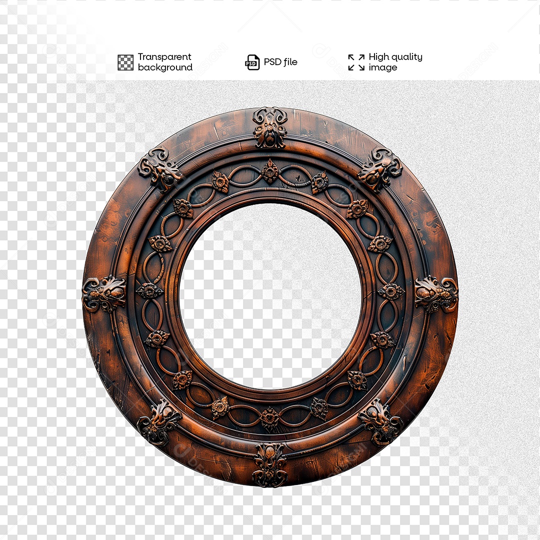 Elemento 3D de Madeira para Composição PSD