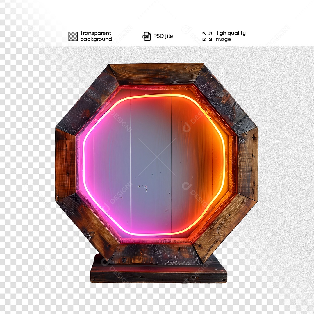 Base de Madeira Elemento 3D com Luz para Composição PSD