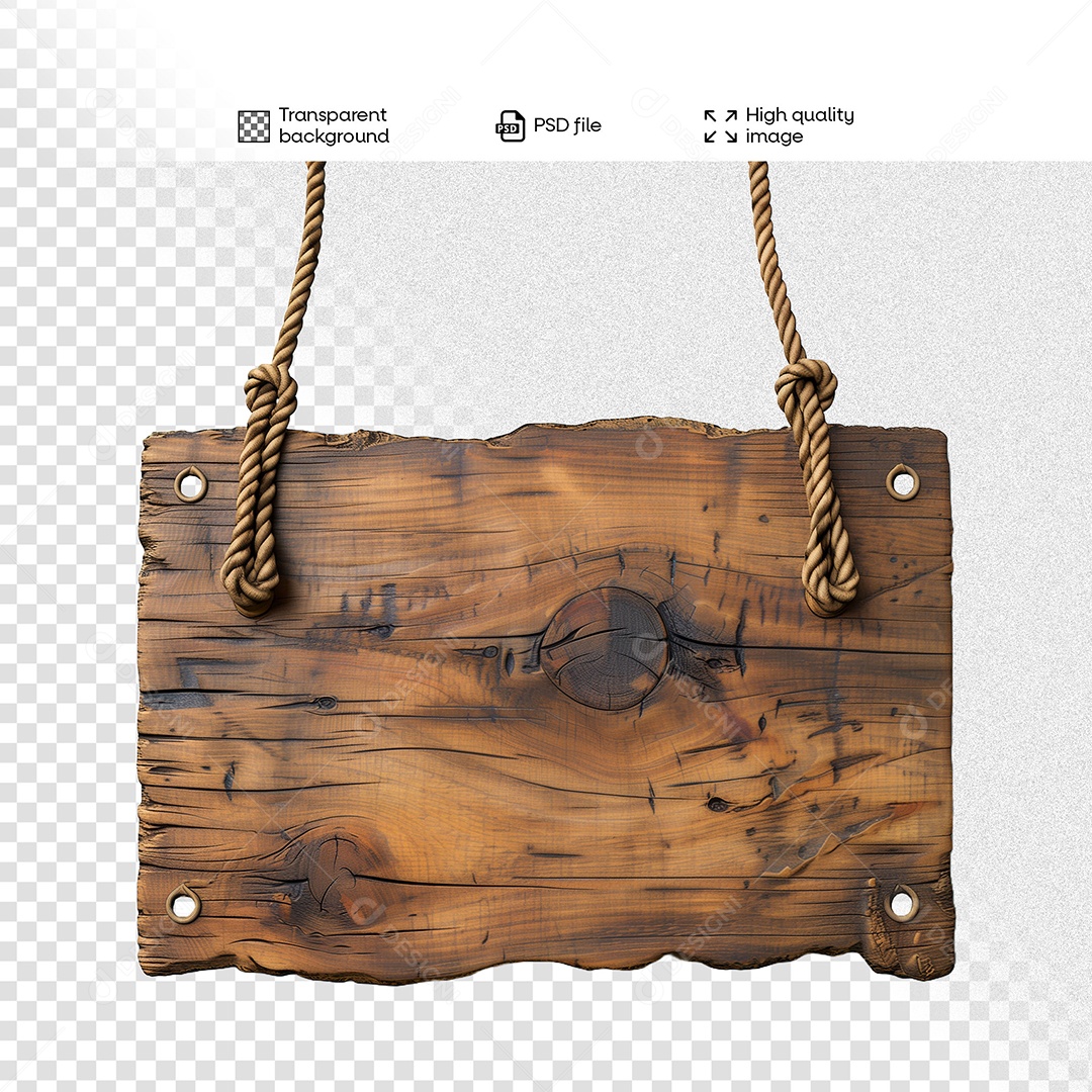 Placa de Madeira Elemento 3D para Composição PSD