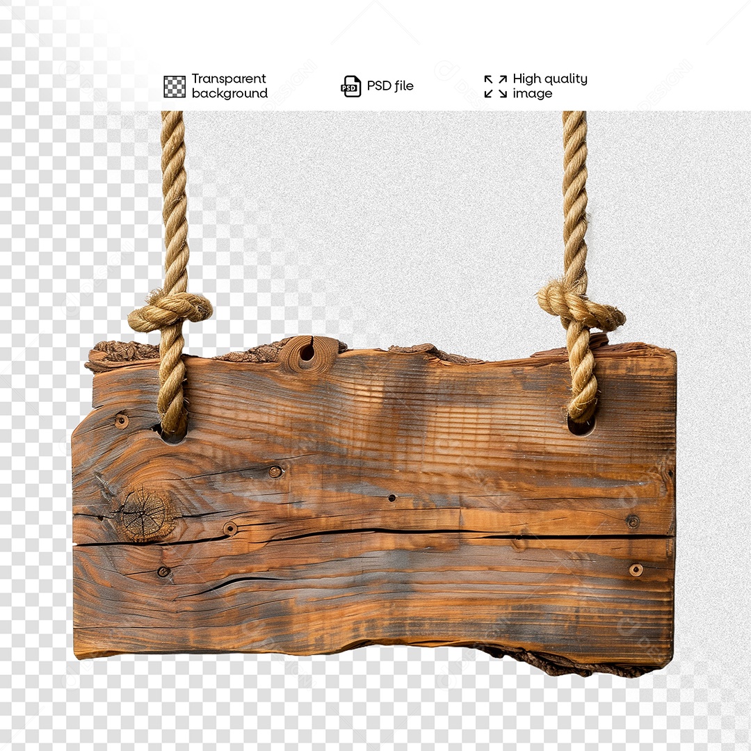 Placa de Madeira Elemento 3D para Composição PSD