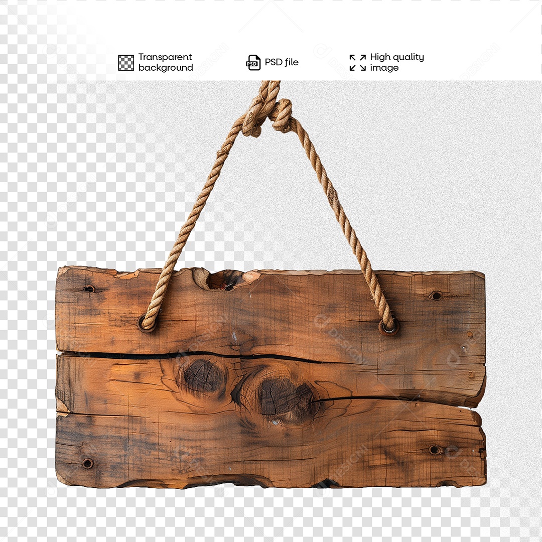 Placa de Madeira Elemento 3D para Composição PSD