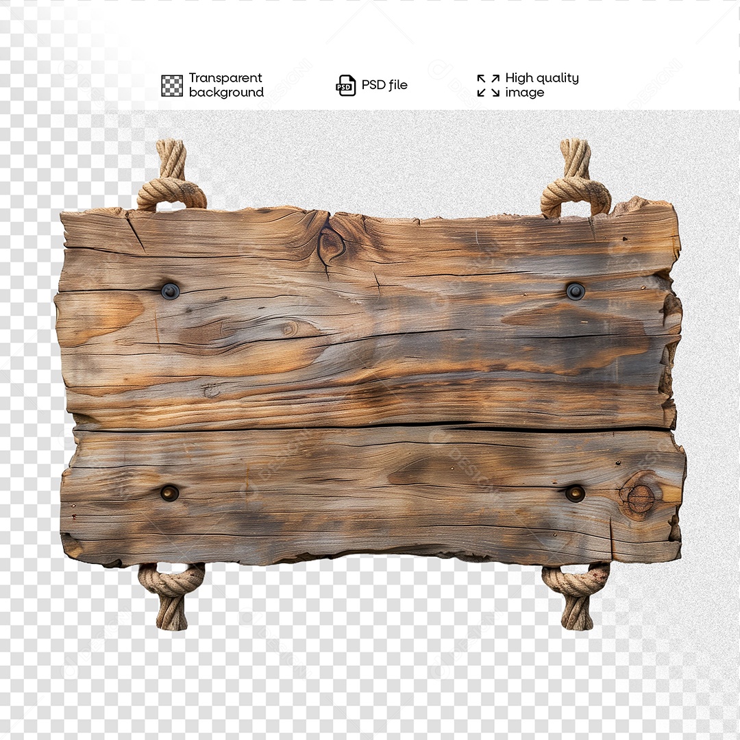 Placa de Madeira Elemento 3D para Composição PSD