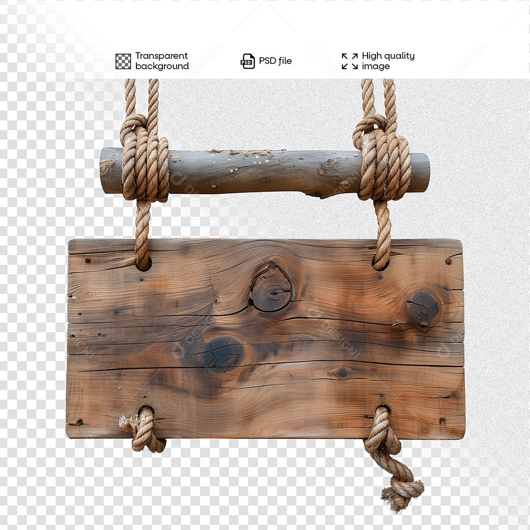 Placa de Madeira Elemento 3D para Composição PSD