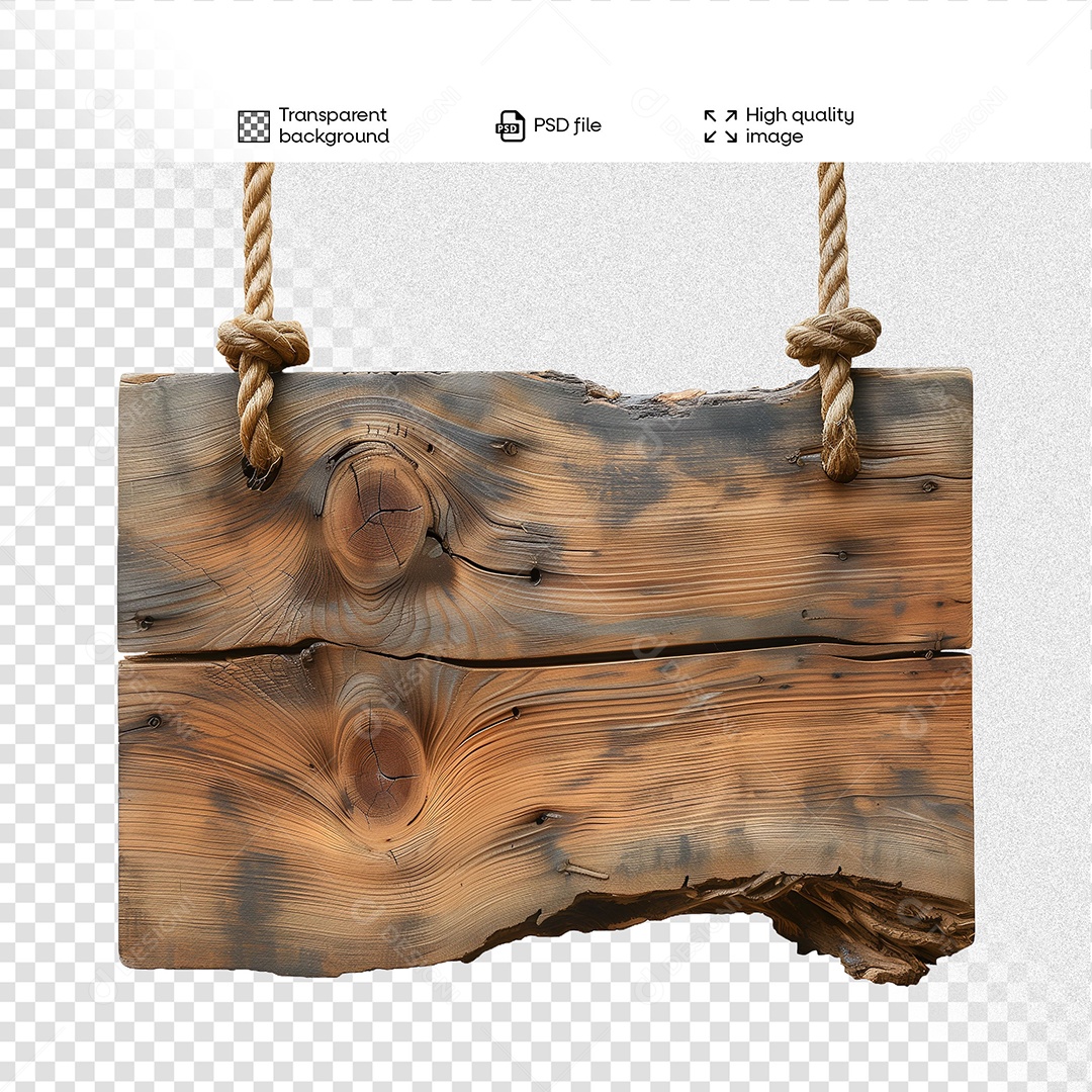 Placa de Madeira Elemento 3D para Composição PSD