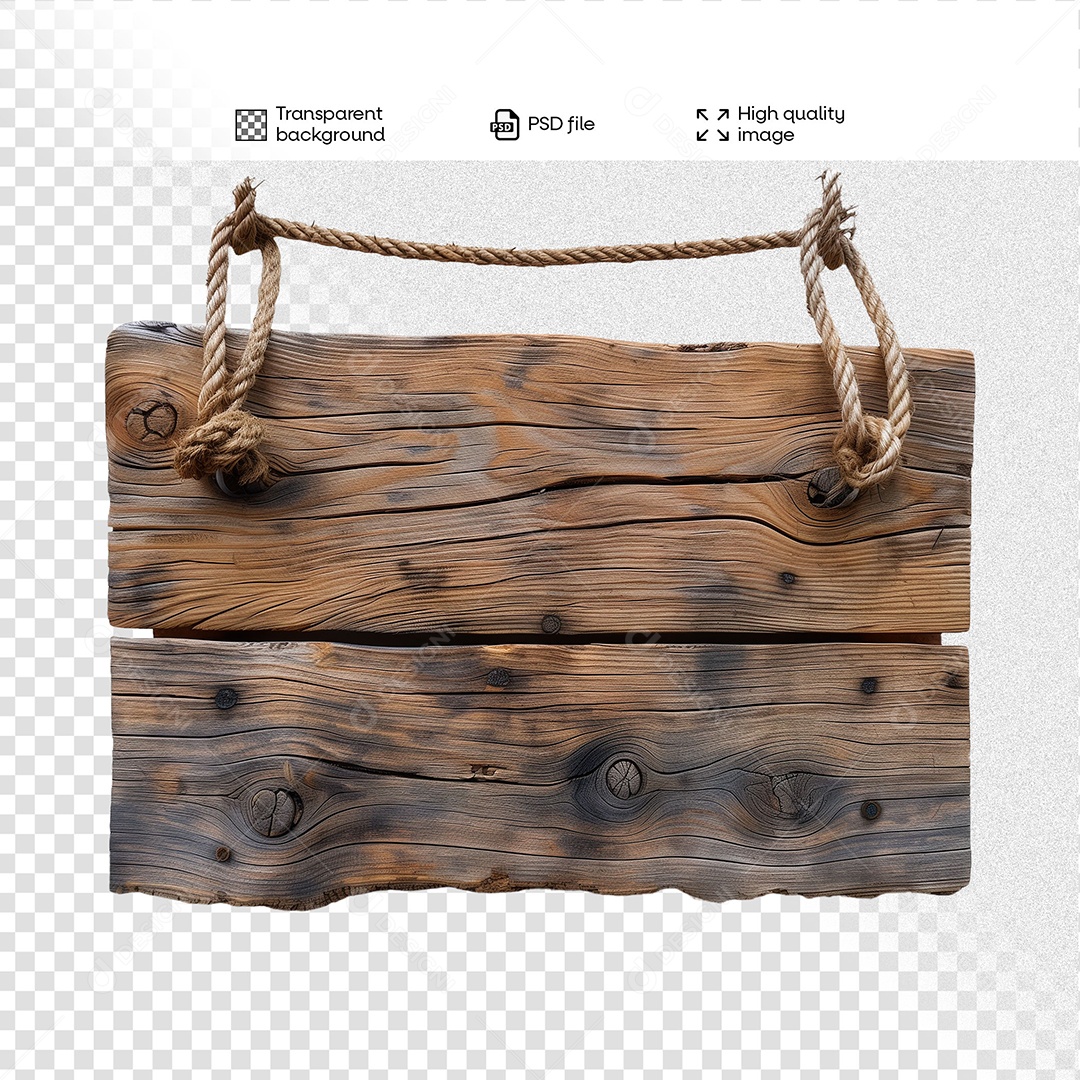 Placa de Madeira Elemento 3D para Composição PSD