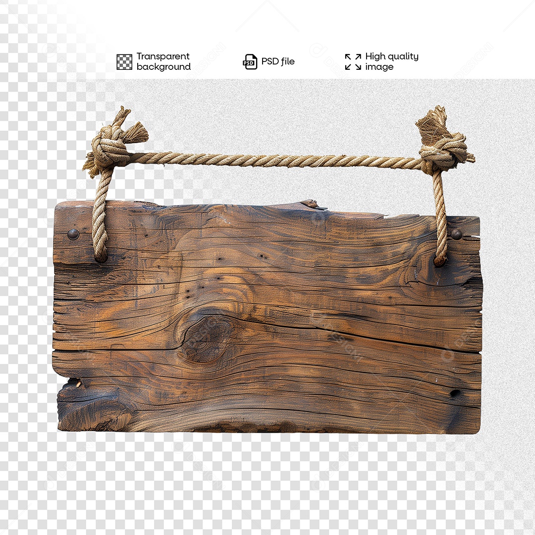 Placa de Madeira Elemento 3D para Composição PSD